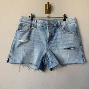 Express Light Blue Distressed Denim Shorts Size 12